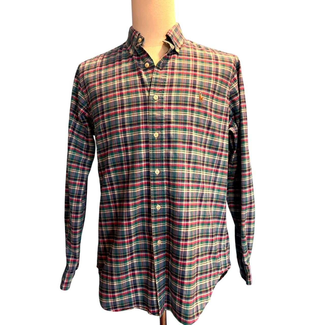 Euc Ralph Lauren Blue Label Classic Fit Plaid Shirt 100% Cotton Extra Buttons M